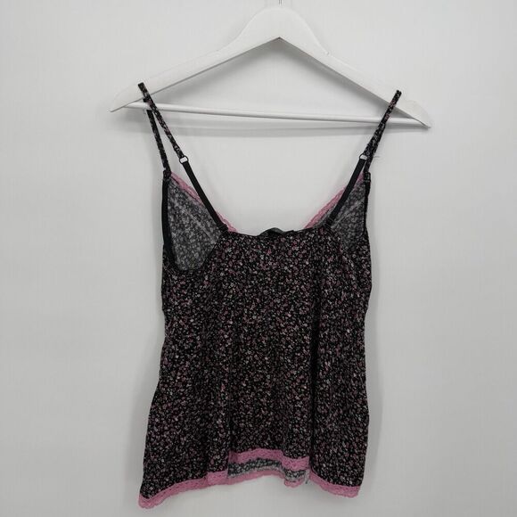 Rene Rofe Black & Pink Floral Sleep Tank Top Lounge Size Medium - Picture 6 of 8